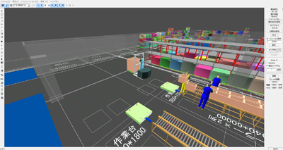 Studying optimized warehouse design with 3-D simulation software.
